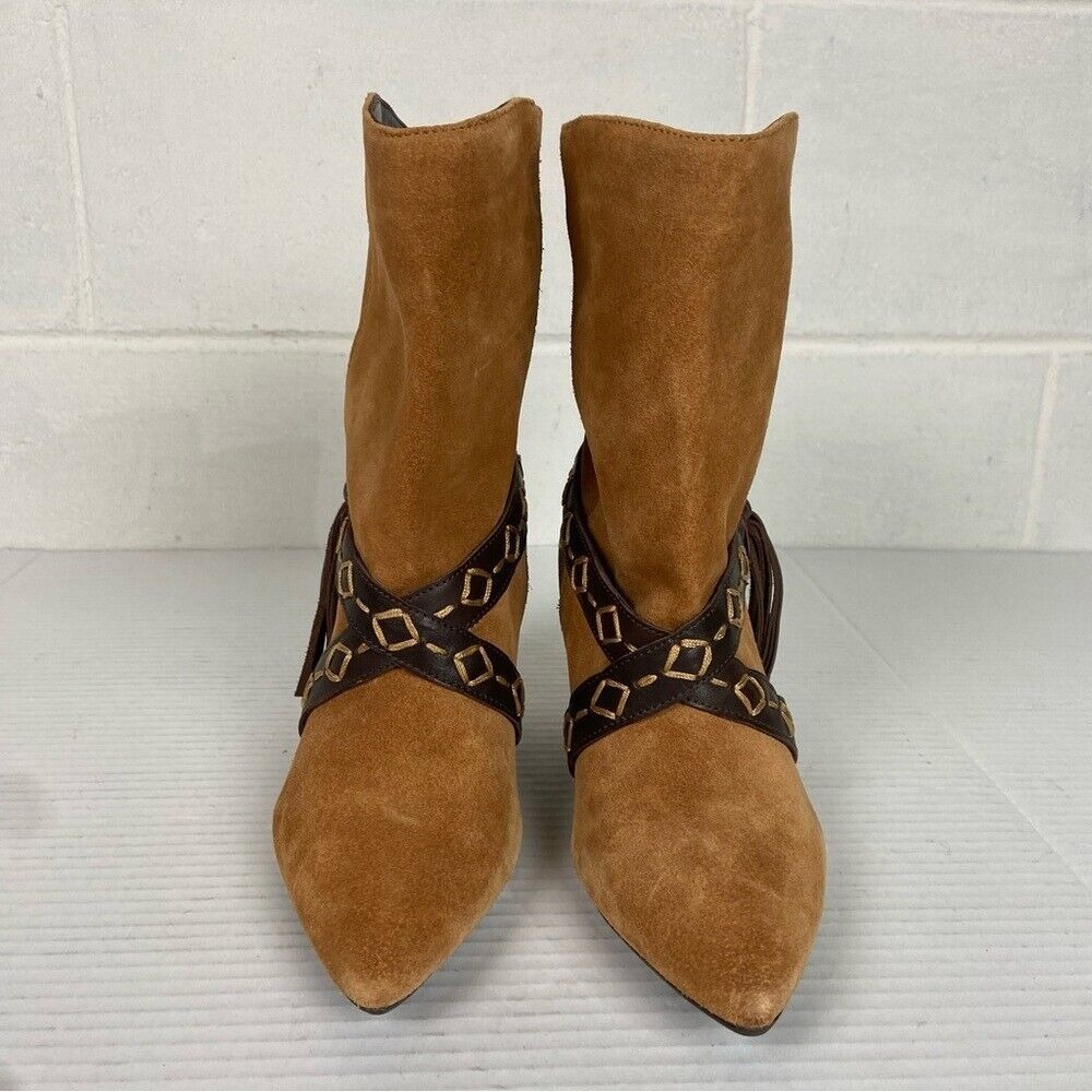 NEW Free People Women's Bronte Belt Ankle Wrap Boot Size 7 in Toffee Suede - Picture 2 of 8